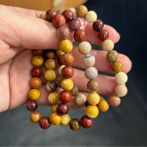 Mookaite Jasper 8mm Beaded Stretch Bracelet - Earth Tones - priced per bracelet